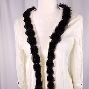 Cream Black flowers cardigan sweater Medium Cyprus